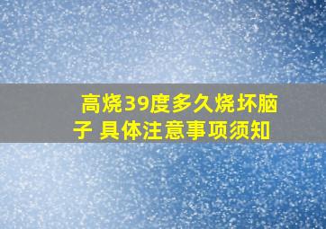 高烧39度多久烧坏脑子 具体注意事项须知